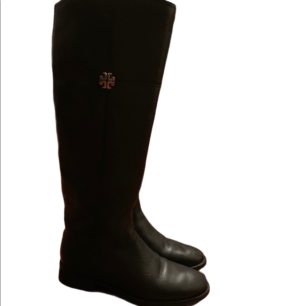 Tory Burch Black Pebbled Jolie Riding Boots